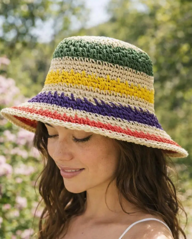 STRAW CLOCHE HAT - MULTI