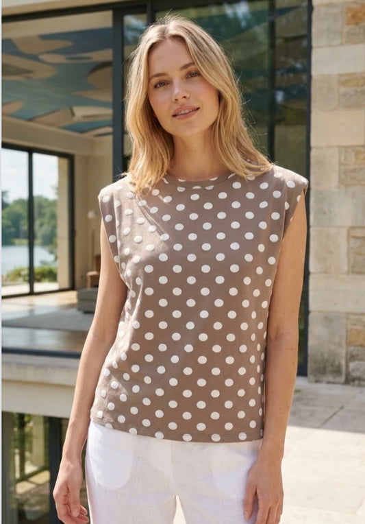 POLKA SHOULDER PAD TOP - 8-12 - TAUPE