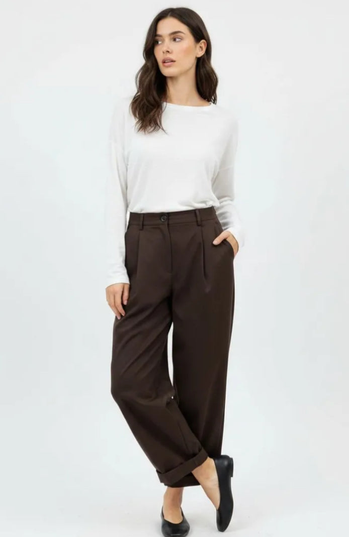 PLEAT PANTS - 10-16 - CHOCOLATE