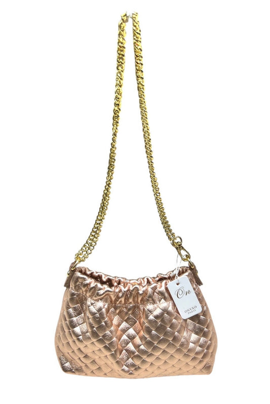 METALLIC LEATHER OCCASION BAG - CHAMPAGNE