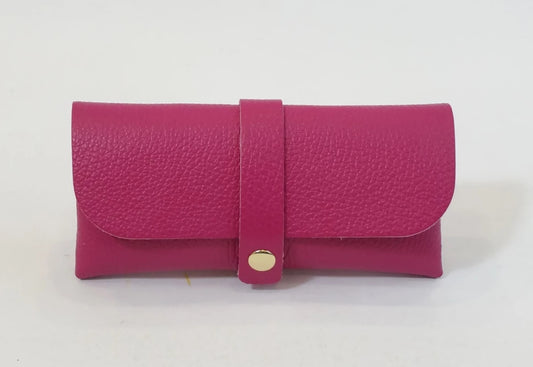 LEATHER GLASSES CASE - FUSCHIA
