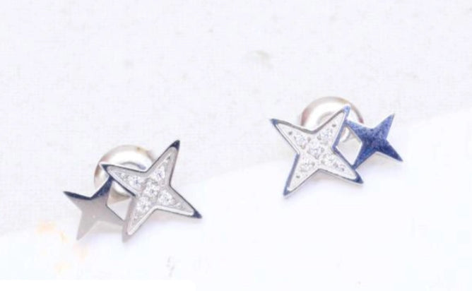 STAR CRYSTAL STUDS - SILVER
