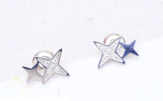 STAR CRYSTAL STUDS - SILVER