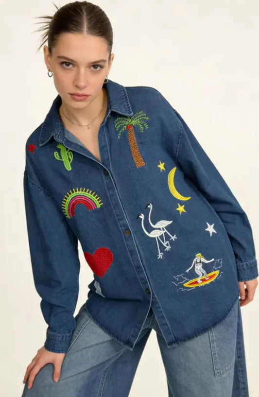 EMBROIDERED DENIM SHIRT - 10-16