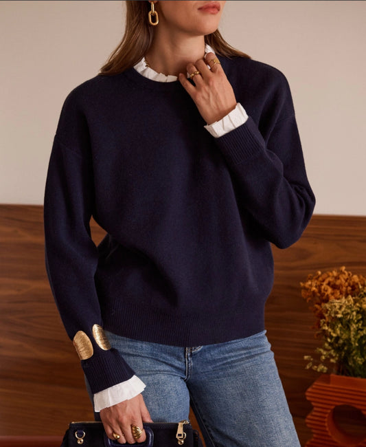 FRILL TRIM KNIT - 14-16 - NAVY