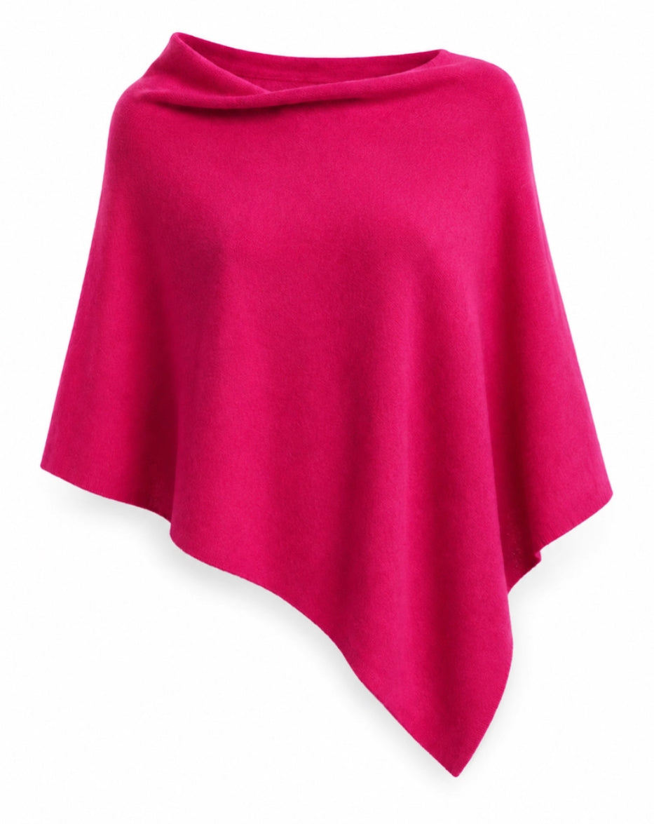 CASHMERE & MERINO WOOL PONCHO - FUSCHIA