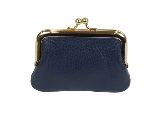 LEATHER GRANNY PURSE - NAVY
