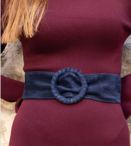 LEATHER BELT - NAVY