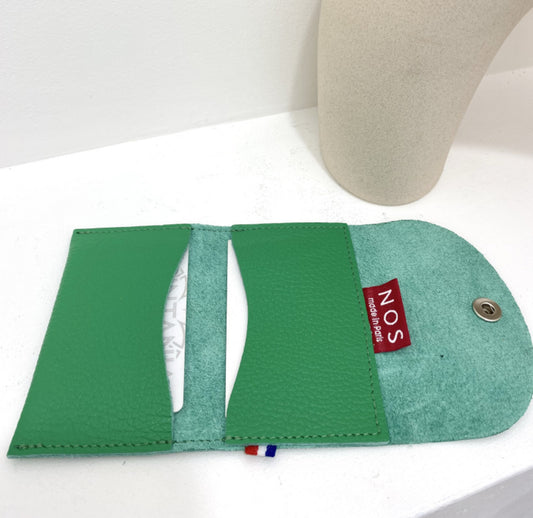 LEATHER CARD WALLET - GREEN