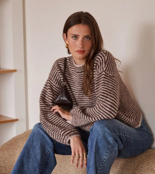 STRIPE KNIT - 10-14/16- BURGUNDY