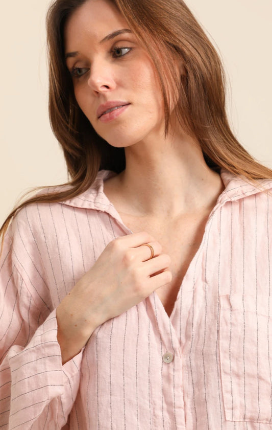 LINEN PINSTRIPE SHIRT - 8-14