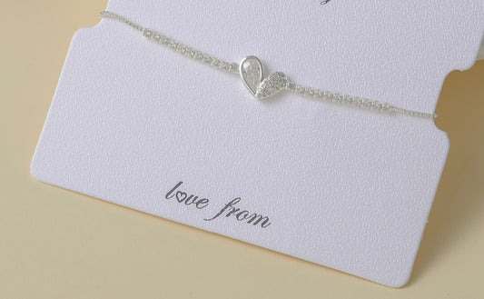 CRYSTAL HEART TOGGLE BRACELET - SILVER