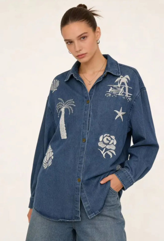 EMBROIDERED DENIM SHIRT - 10-16