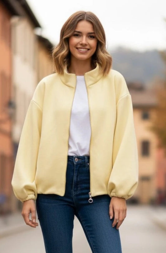 PUFF SLEEVE BOMBER - 10-16 - LEMON