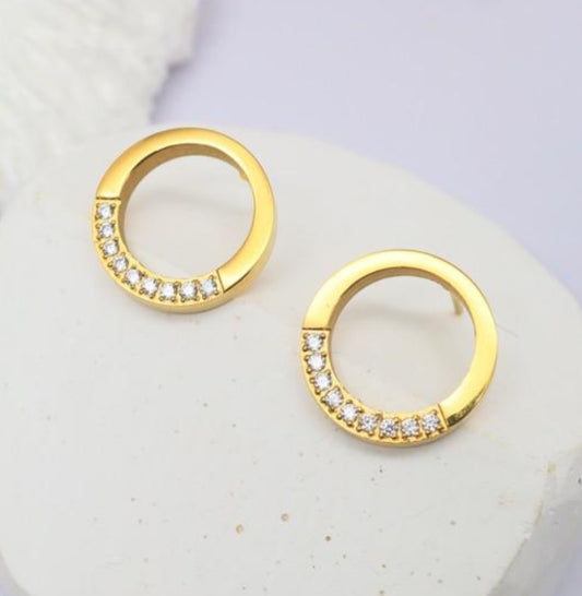 CIRCLE CRYSTAL STUD - GOLD
