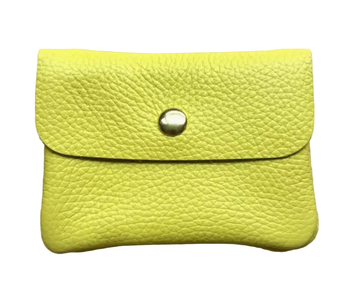 LEATHER CARD WALLET - NEON YELLOW