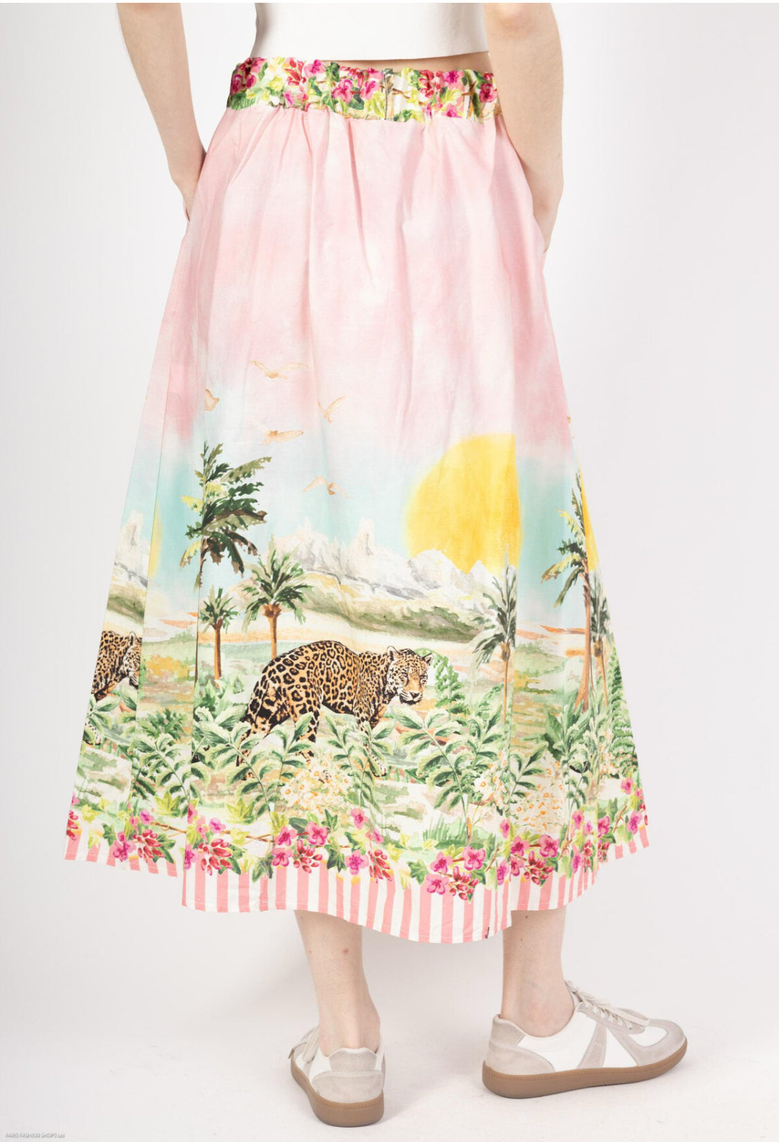 JUNGLE PRINT COTTON SKIRT 8-12/14 - PINK