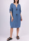 COTTON BUTTON DETAIL DENIM TUNIC DRESS - 10-16 - MID WASH