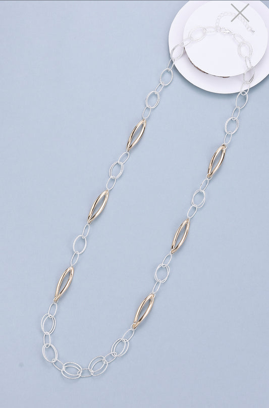 SILVER & GOLD LINK LONG NECKLACE