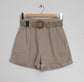 COTTON/LINEN BLEND SHORTS WITH WOVEN BELT -8-neat 14- TAUPE