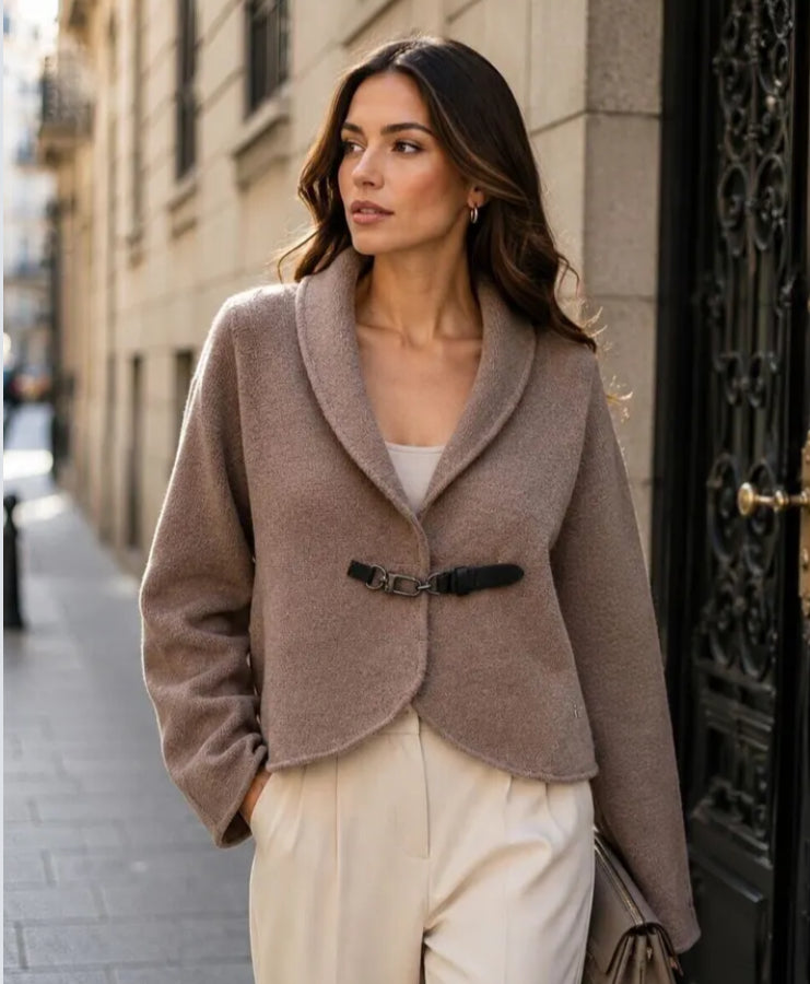 BUCKLE KNIT CARDI - 10-16 - TAUPE