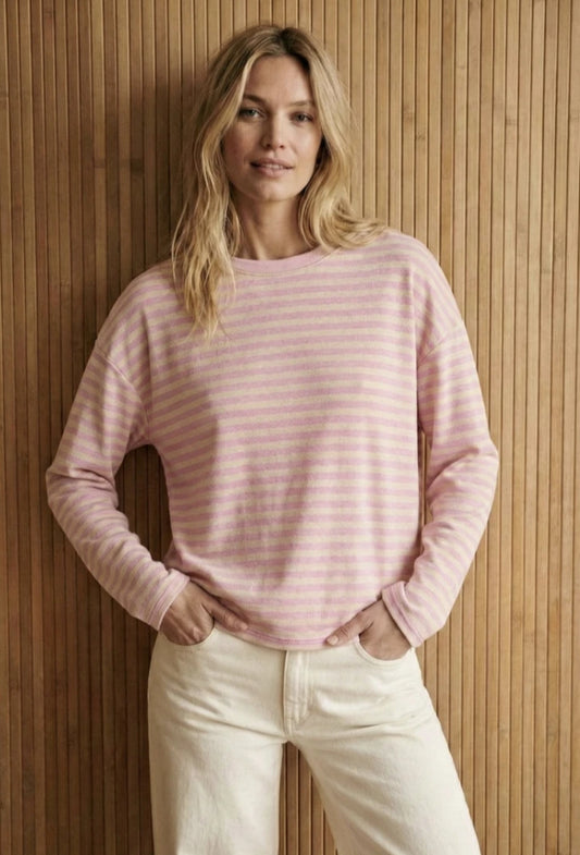 COTTON BLEND STRIPE TOP - 10-16 - PINK