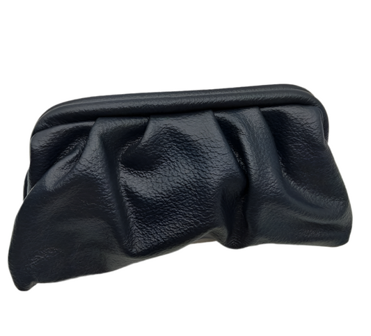 LEATHERETTE EVENING CLUTCH - NAVY