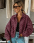 DOE PRINT BOMBER JACKET - 10-16 - BURGUNDY
