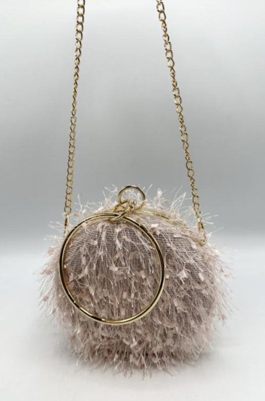 FEATHERED CIRCLE OCCASION BAG - ROSE