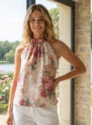 FLORAL HALTER NECK - 8-12 - PINK