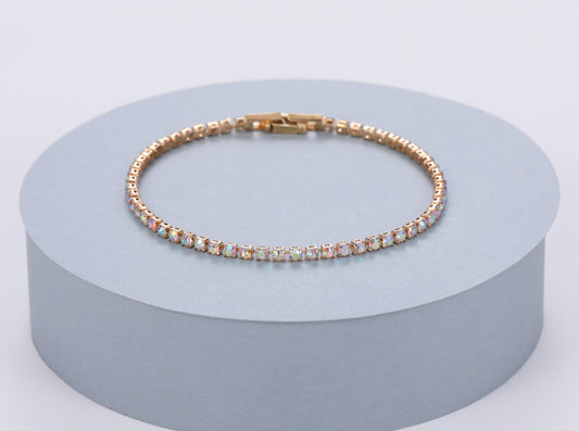 GOLD IRIDESCENT CRYSTAL TENNIS BRACELET