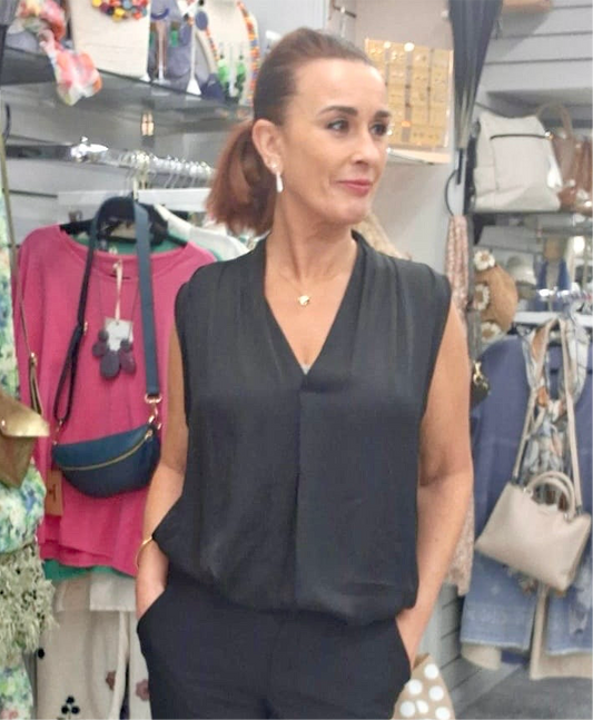 SILK BLEND TOP - 8-14 - BLACK