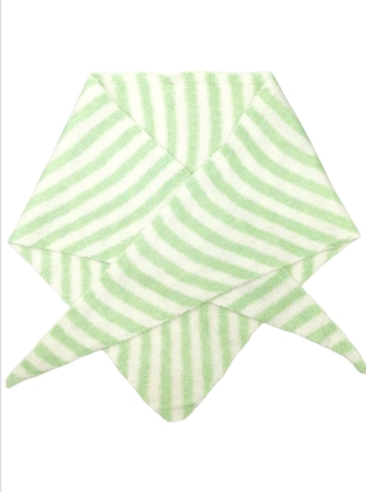 STRIPE KNIT TRIANGLE SCARF - GREEN