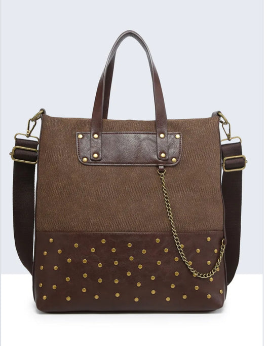 STUDDED BACKPACK - BROWN