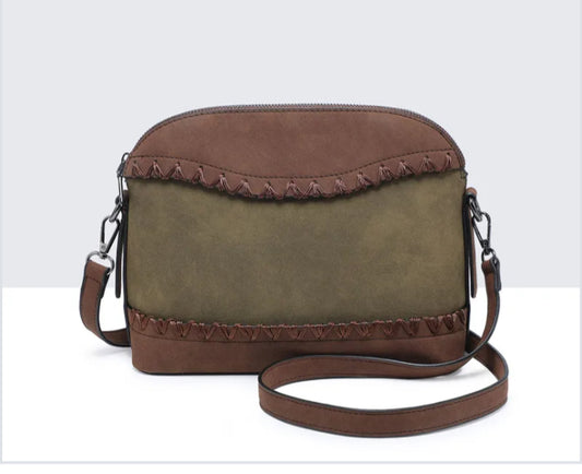 NUBUCK EFFECT CROSSBODY- BROWN & KHAKI