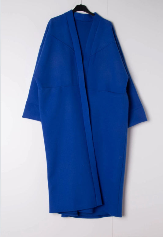 SEAM DETAIL OVERSIZED COAT - 10-16 - COBALT BLUE