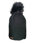 FLEECE LINED KNIT HAT WITH REMOVABLE POM - BLACK