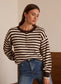 BUTTON STRIPE KNIT - 8-14/16 - CHOCOLATE