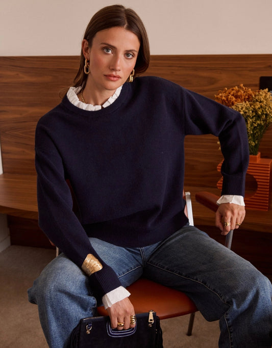 FRILL TRIM KNIT - 14-16 - NAVY