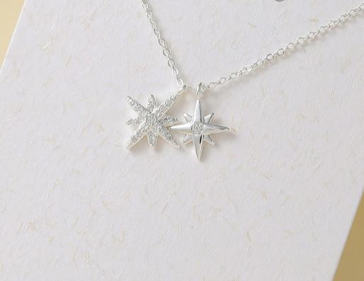 CRYSTAL STAR NECKLACE - SILVER