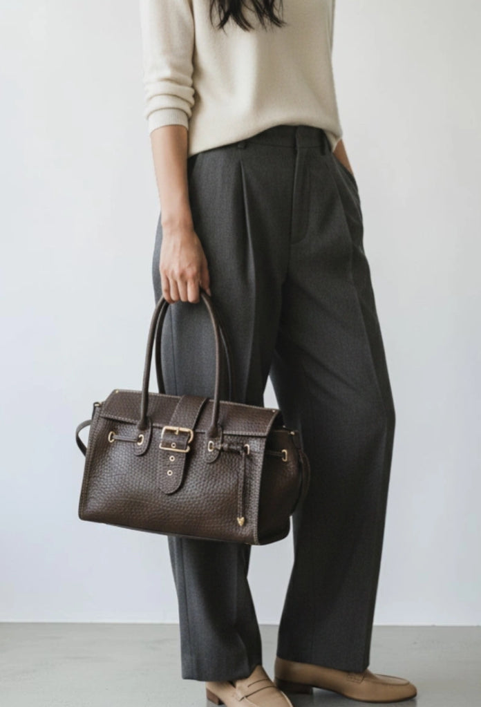 GRAINED TOTE BAG - KHAKI