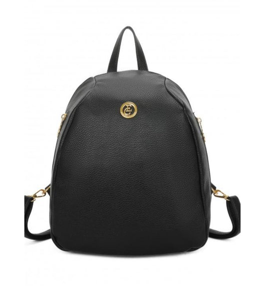 BLACK RUCKSACK WITH GOLD HARDWEAR