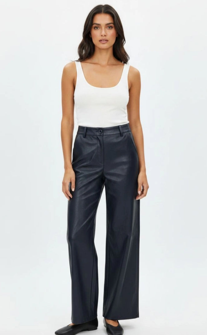 LEATHERETTE STRAIGHT LEG - 10-16 - NAVY