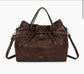 RUCHED LOCK HANDBAG - BROWN