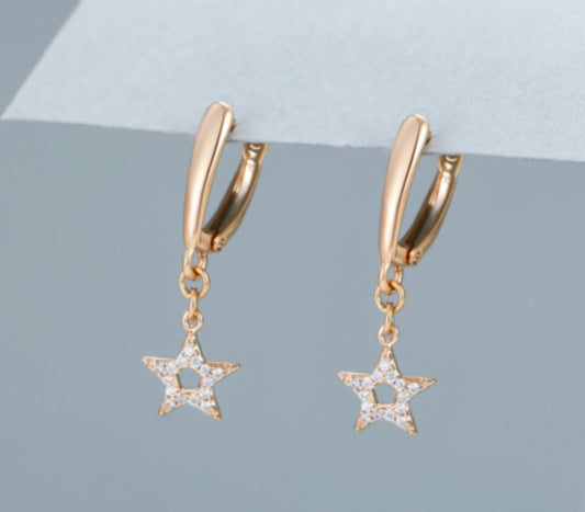 STAR DROP EARRINGS - GOLD