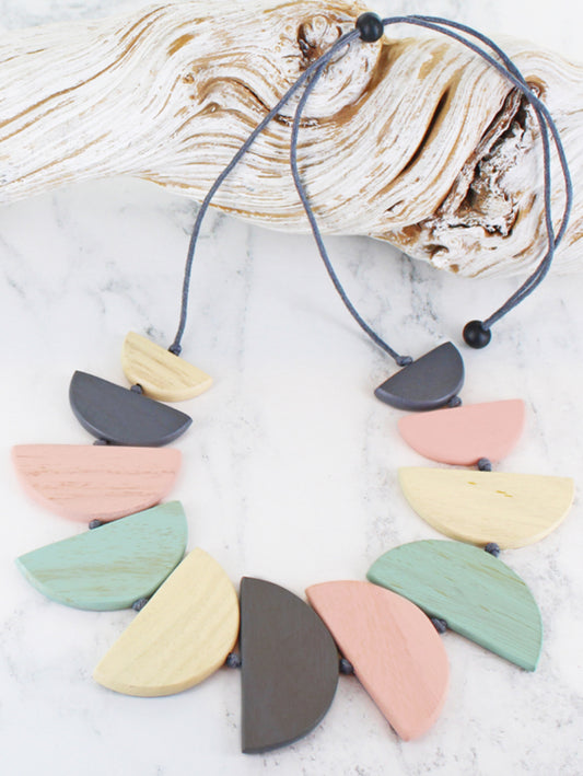 WOODEN HALF MOON NECKLACE