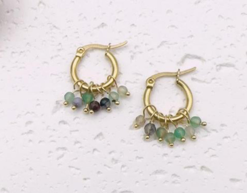 GOLD PLATED STAINLESS STEEL BEAD EARRINGS