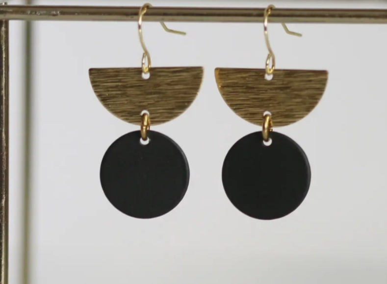 KAIKO - CIRCLE & HALF MOON BRASS EARRINGS