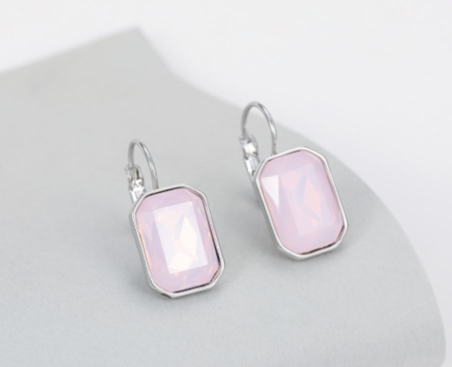 CRYSTAL DROP EARRINGS - CANDY PINK