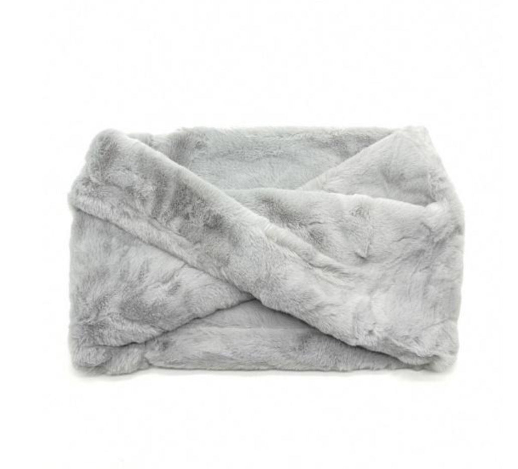 FAUX FUR SNOOD - SILVER GREY